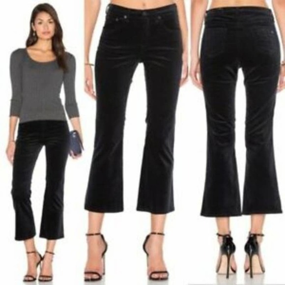 RAG & BONE 10 Inch Crop Flare Jeans in Black Velvet 28 - Picture 1 of 9